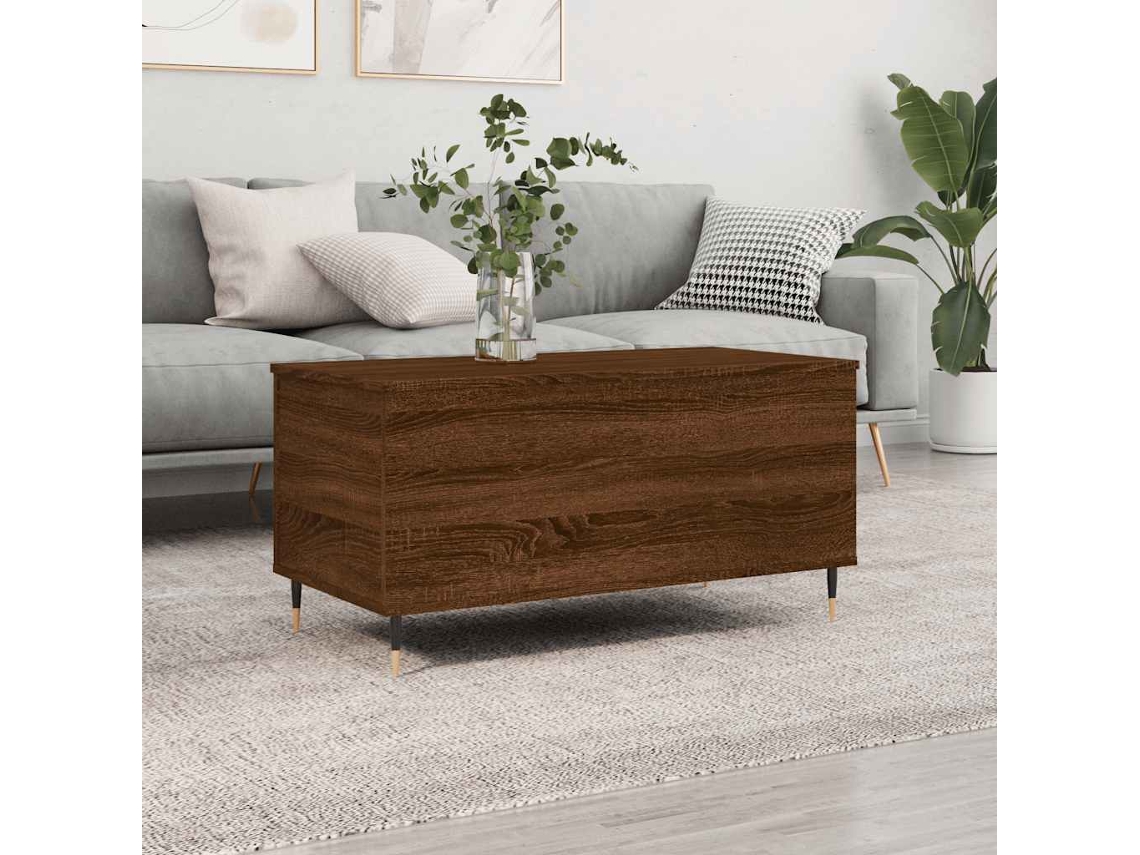 Vidaxl Mesa Centro 90x44,5x45 Cm Derivados Madeira Carvalho Castanho