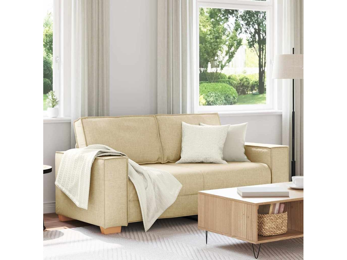 Vidaxl Sofá De 2 Lugares Em Tecido Creme 180x78x84 Cm