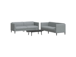 Vidaxl 2 Pcs Conjunto De Sofás Tecido Cinzento-claro
