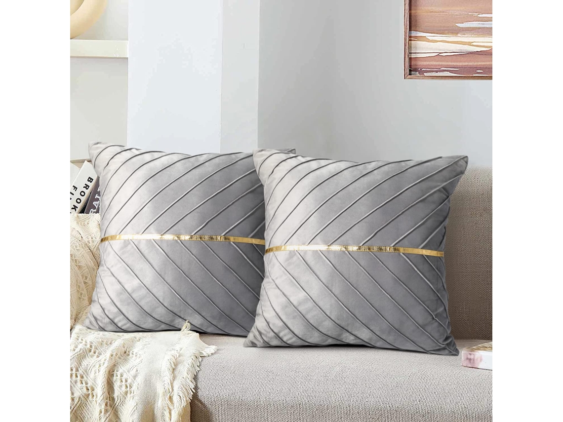 Capa De Almofada Decorativa De Veludo Cinza Dourado Para Sala De Estar 45 X 45 Cm Almofada De Sofá Almofada De Sofá Macia De Luxo Capa De Almofada Dec