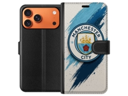 Capa Carteira Compatível Com Apple Iphone 17 Pro Max. Escudo De Futebol Redondo Azul Claro Com Navio E Rosa, Design Elegante De Clube Em Fundo Pintado