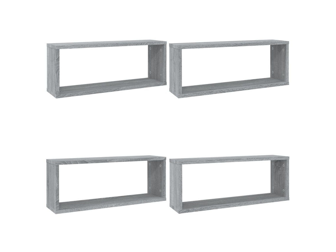 Wall Cube Shelf, Wall Cube Shelves Vidaxl Cinzeto Madeira Processada (60 X 15 X 23 Cm)