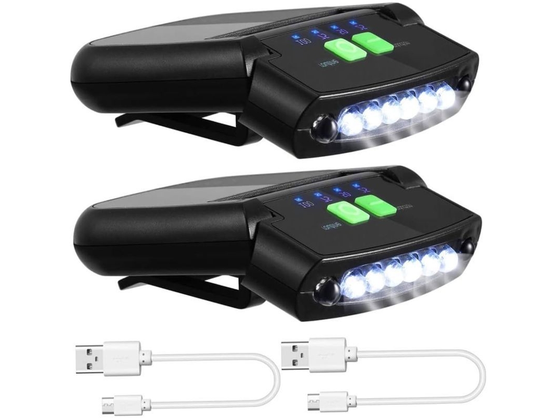 Luz de capacete LED recarregável, 2 unidades, USB | S/MARCA
