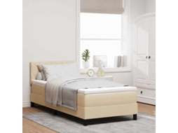 Vidaxl Cama Box Com Cabeceira Manual Creme 100 X 200 Cm Tecido