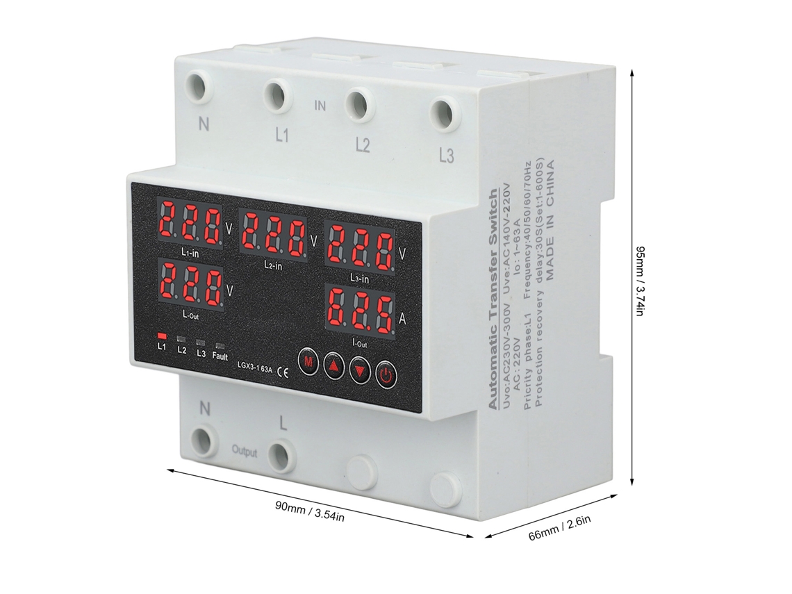 Laxiscreed Interruptor De Conversão Automática Com Display Led E Proteção De Tensão Ajustável