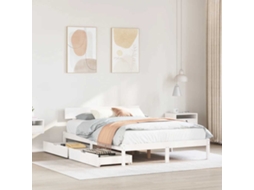 Vidaxl Cama Sem Colchão 120x190 Cm Madeira De Pinho Maciça Branco
