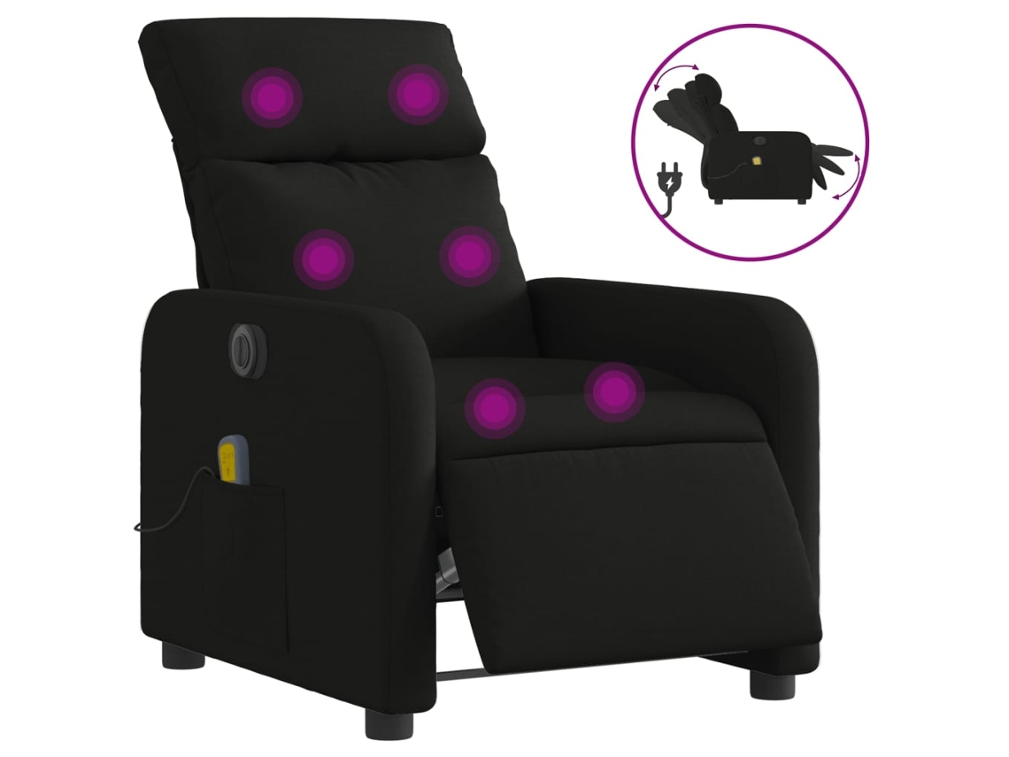 Electric Massage Recliner Chair, Electric Massage Recliner Chairs Vidaxl Preto Tecido
