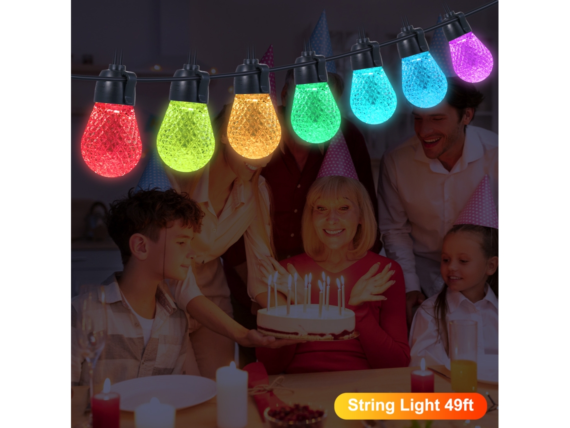2026 luzes de Corda Rgb 49ft Exteriores/interiores com App e Controle Remoto