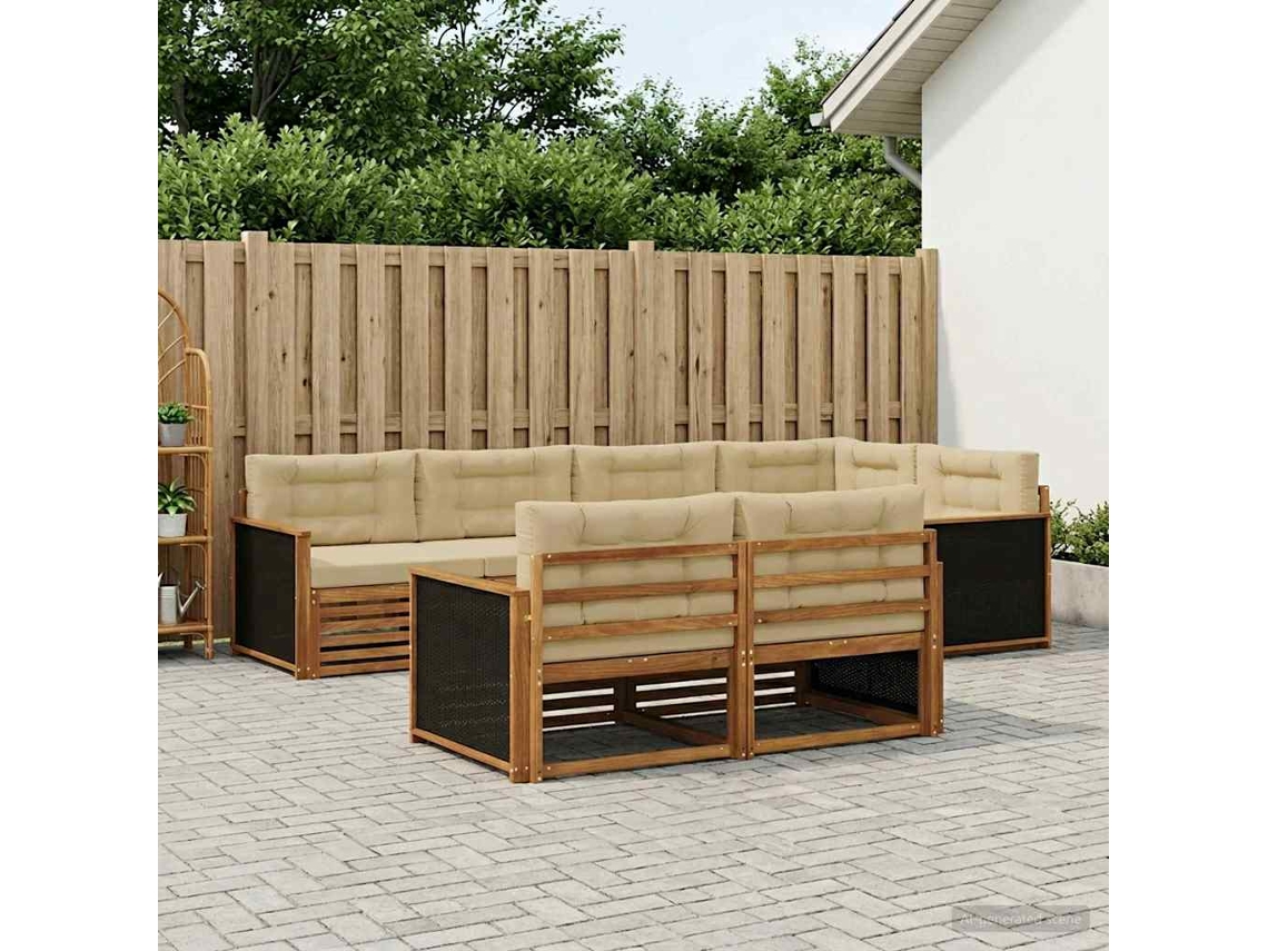 Vidaxl Conjunto De Sofás Para Exterior Com Almofada 7 Pcs