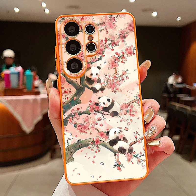 Capa Magnética Para Celular Galaxy S26 Com Estampa De Panda Super Fofa (laranja).