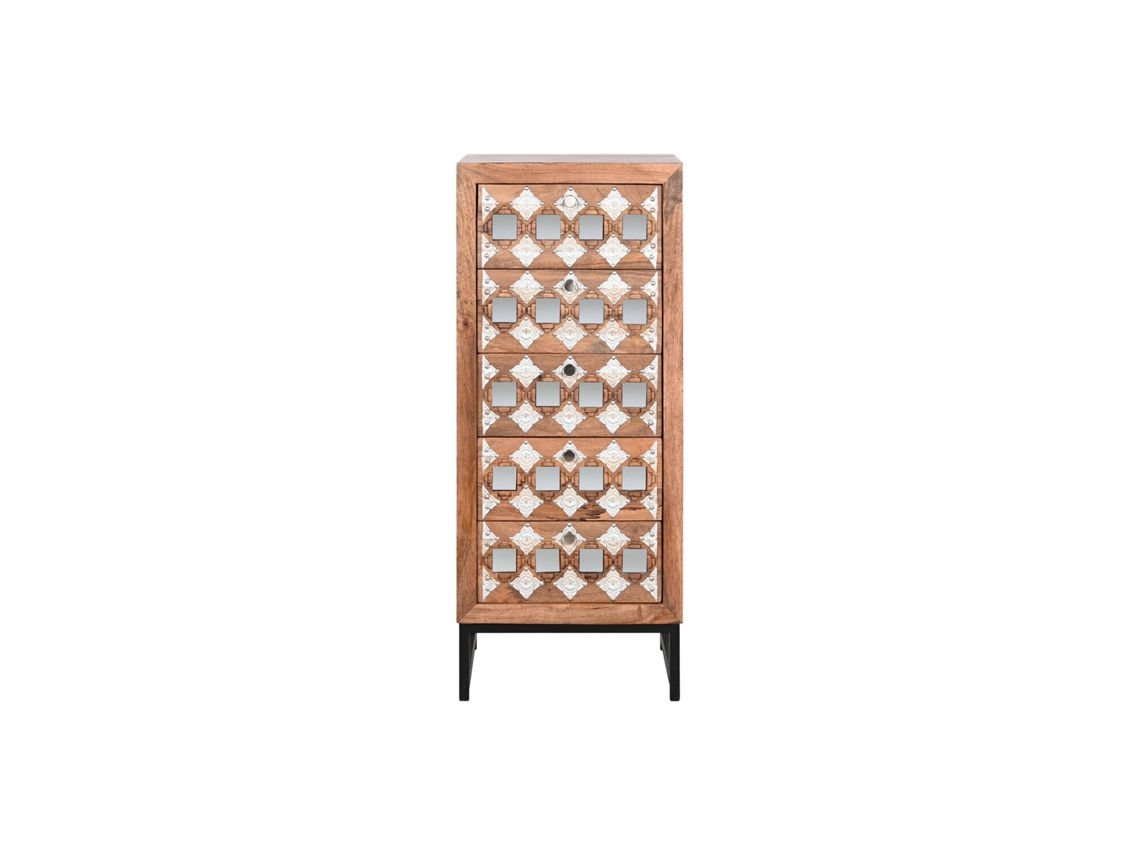 Cômoda com espelho em madeira de mangueira natural 45x35x106cm ALEXANDRA HOUSE