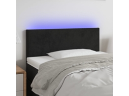 Cabecero con luces LED Terciopelo 90x5x78/88 cm Negro