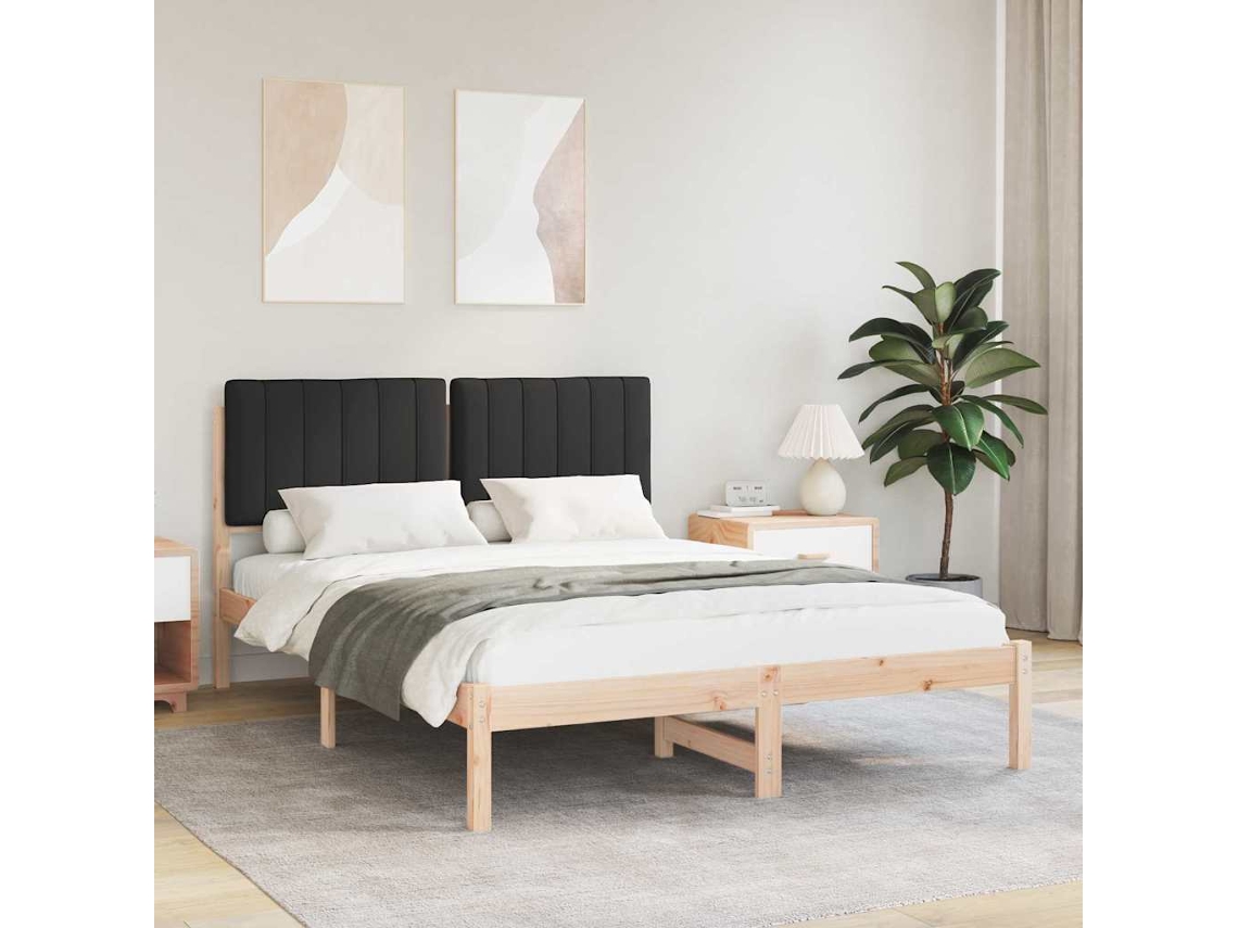 Vidaxl Estrutura De Cama Com Cabeceira Estofada Preto 140 X 190 Cm