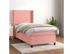 Vidaxl Cama Com Molas/colchão 80x200 Cm Veludo Rosa