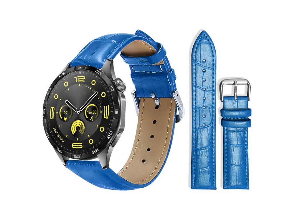 Bracelete para Huawei Watch Gt 4 / Gt 3 / Gt 2 Couro com Fivela de Pino e Textura de Bambu Azul XIAOMOYU (20mm)