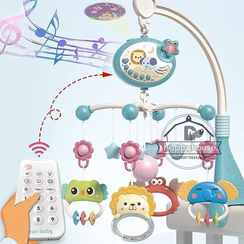 Enfeite Musical para Berço com Projeção de Luz e Música, Controle Remoto Disponível. MDUG (azul)