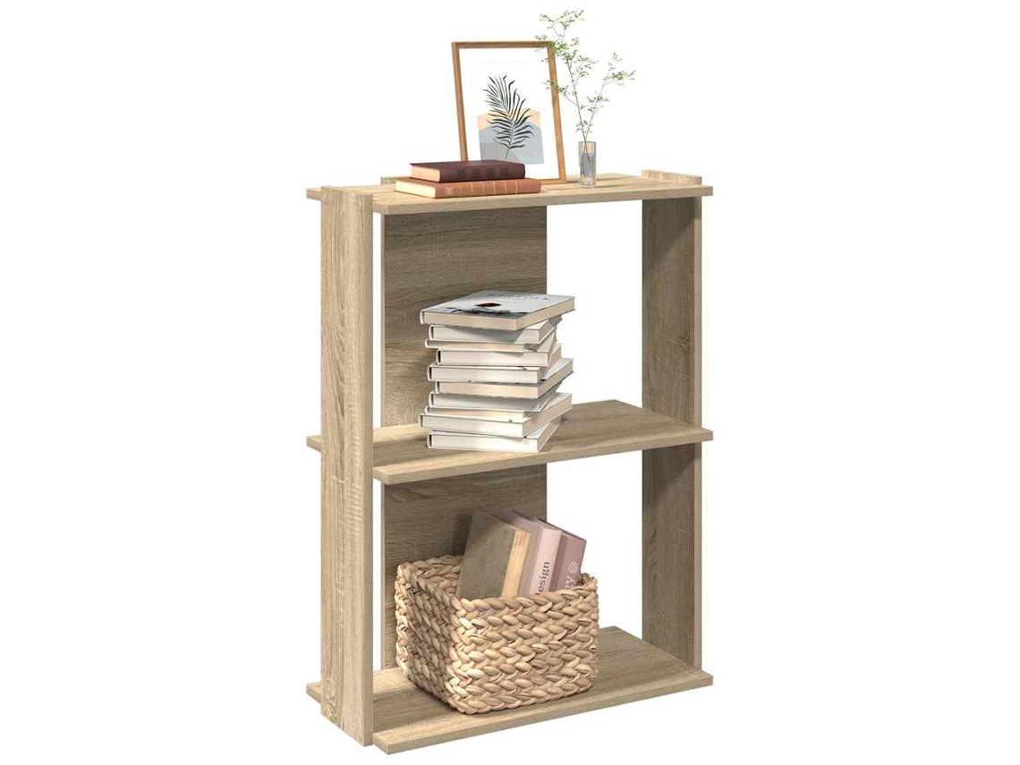 Vidaxl Estante 3 Camadas Carvalho Sonoma 60x30x80cm Madeira Trabalhada