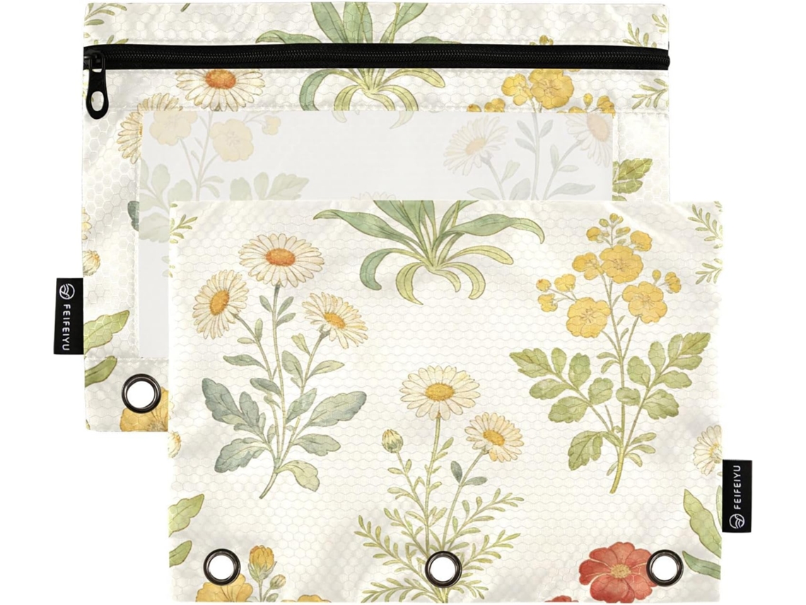 William Morris Pasta Clássica Com Zíper E Estojo Transparente Janela De Grande Capacidade, 3-bolsos Para Materiais