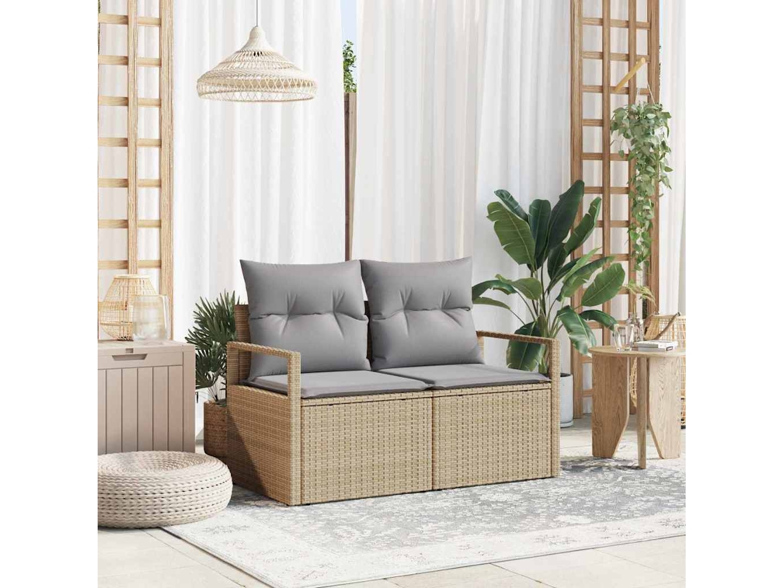 Vidaxl Sofá De Jardim Com Almofada 120 X 62 X 69 Cm. Vime Pe