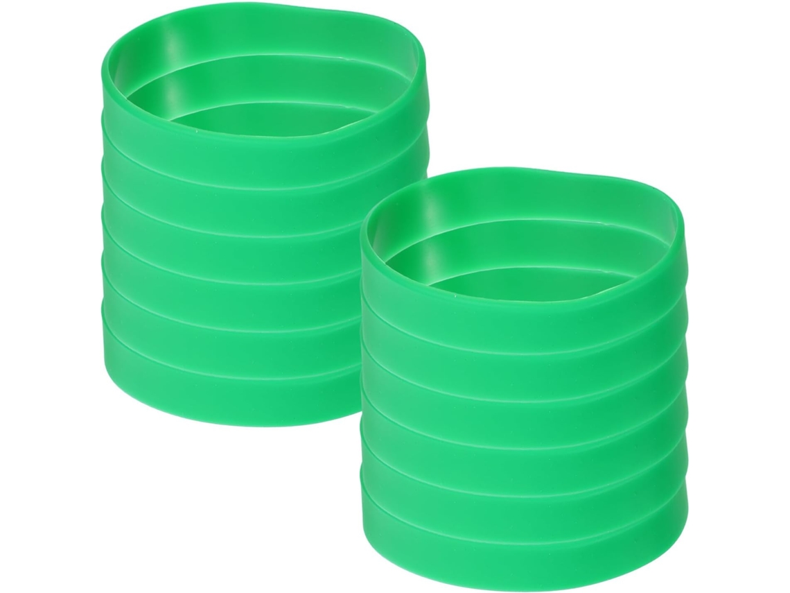 100 Pulseiras Esportivas Flexíveis de Silicone Verde para Eventos Esportivos, Festivais e Dia de São Patrício.