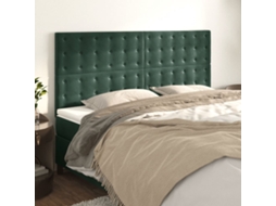 Cabecero de terciopelo de 4 piezas 90x5x78/88 cm verde oscuro