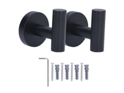 Ganchos de Toalha Preto Parede 2pcs Duráveis Banheiro