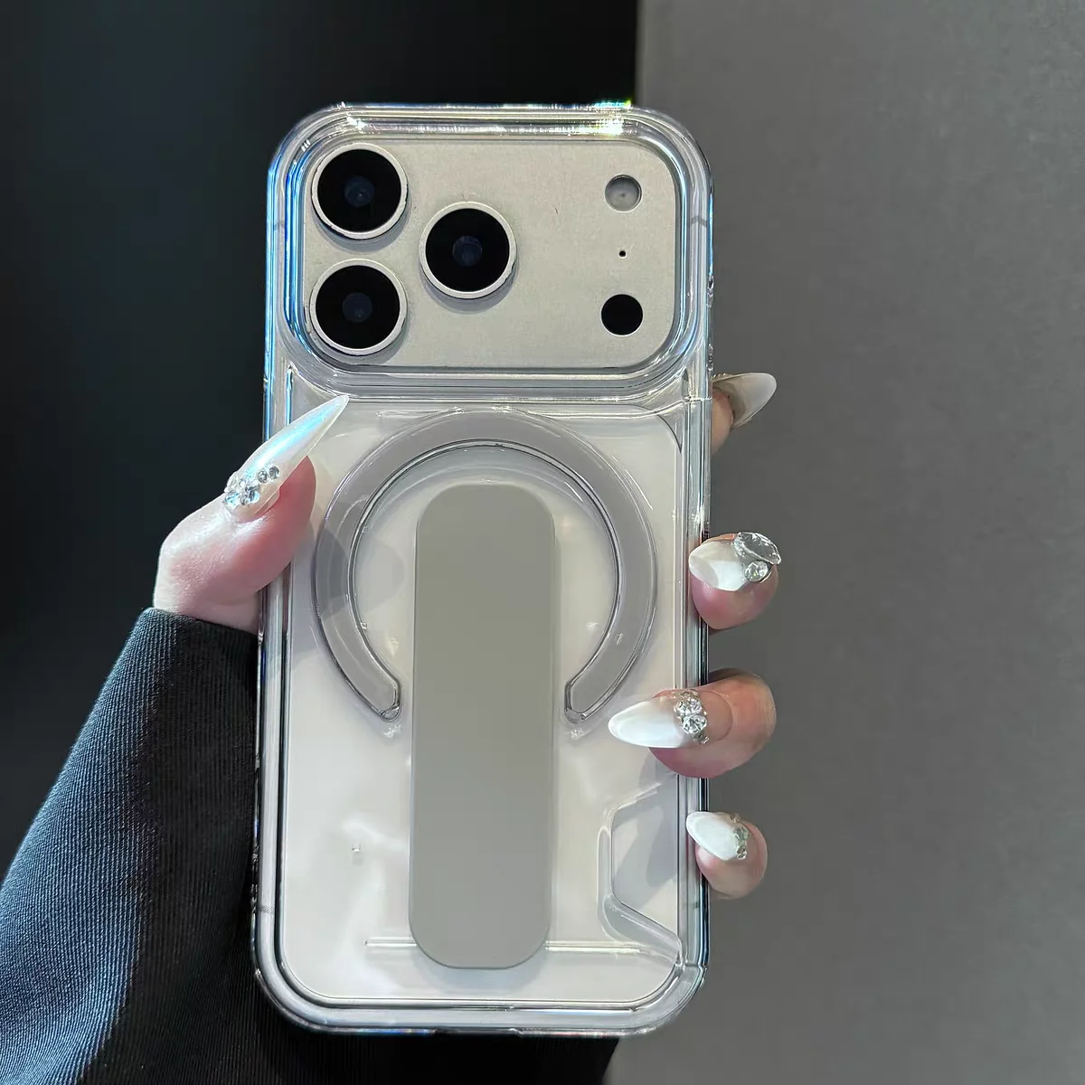 Capa Protetora Magnética (cinza Tailandês) Para Iphone 17 Pro Max, Transparente, Resistente A Impactos.