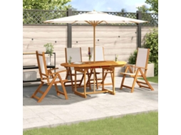 Vidaxl 5 Pcs Conjunto De Jantar Para Jardim Acácia Maciça E Textilene