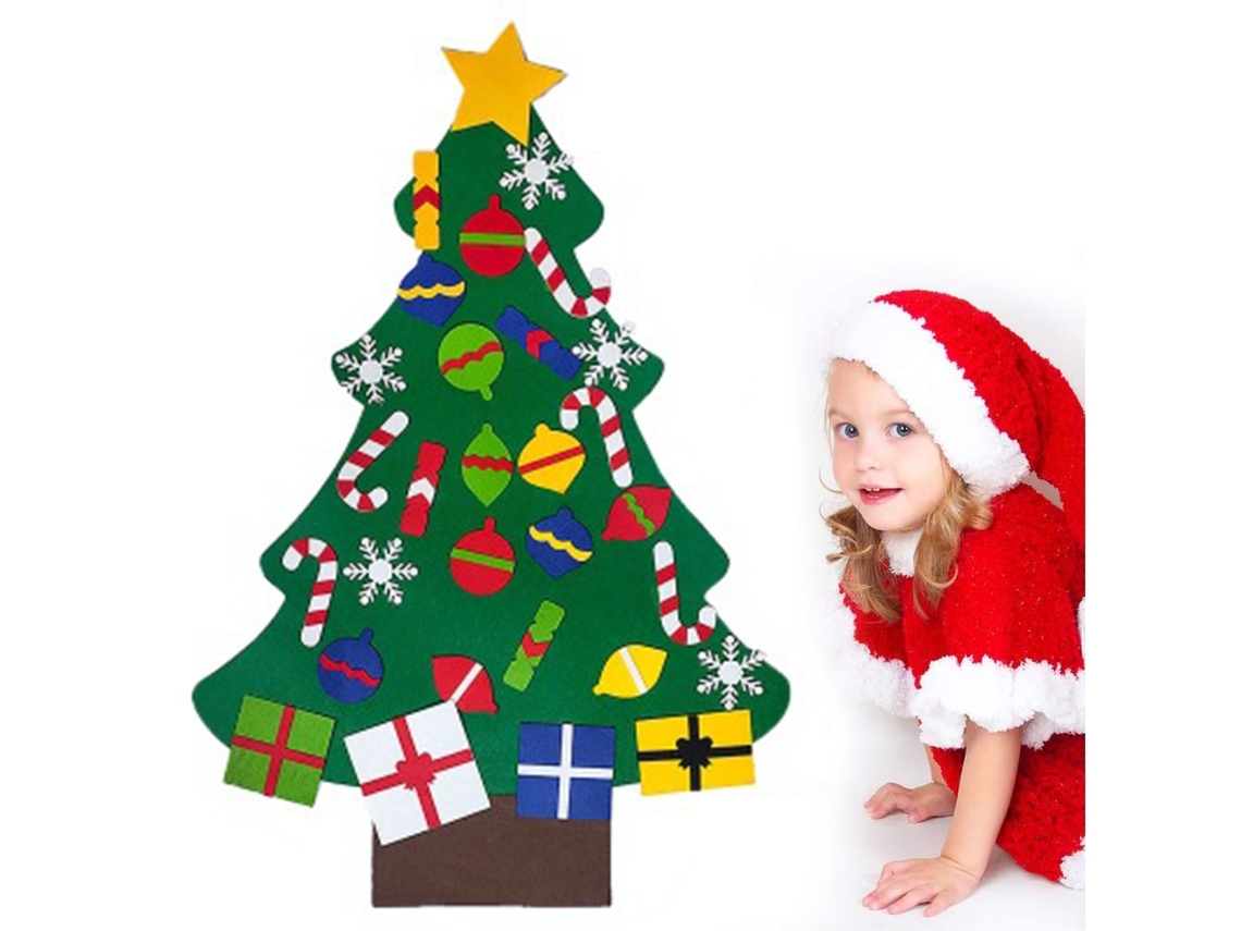 Conjunto de Enfeites de Natal em Feltro Destacáveis para Decoração de Árvore Parede Natalícia Infantil, Ergonômico, Uso Diário STELASPLEN