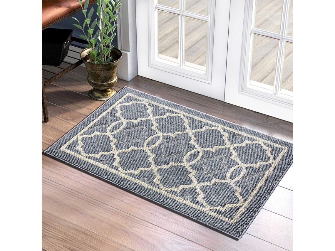 Tapete Antideslizante Absorbente Para Puerta, Interior Y Exterior, Lavable A Máquina, Gris Claro, 50x80 Cm