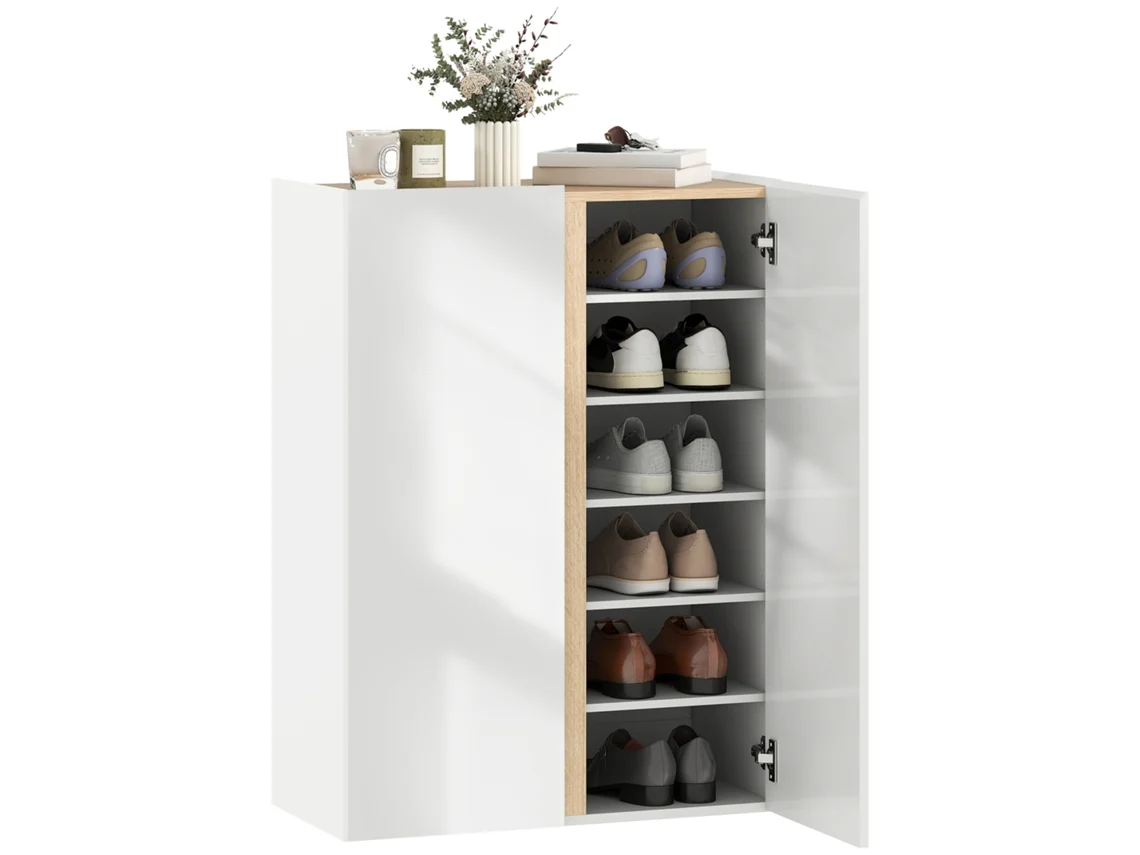 Sapateira Melamina de Madeira Cor Branco 70x33,5x95 cm Homcom