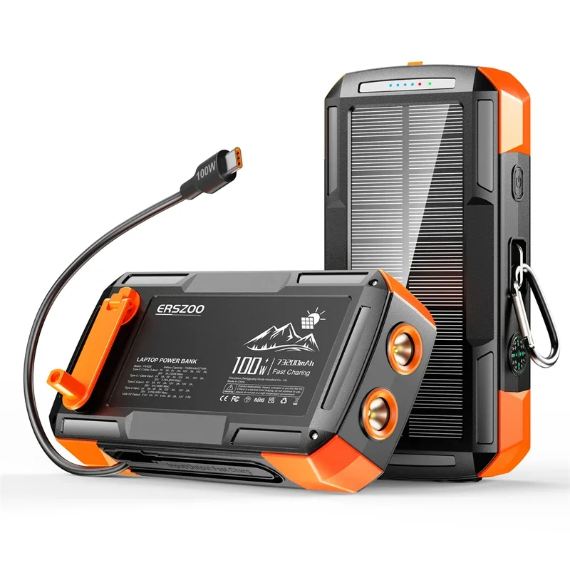 Carregador Solar 20000mah, Carregamento Rápido, Manivela MDUG Preto PONTOCASA