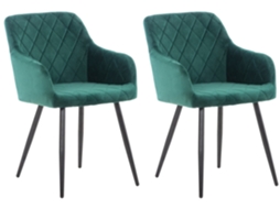 Conjunto de 2 Cadeiras de Jantar Shila Verde/Veludo CLP