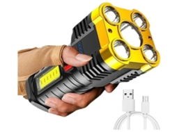 Tochas Led Super Brilhante Lanterna Luz Forte Recarregável Usb Refletor Led Lanterna Portátil Poderoso Holofote Amarelo Yunzii