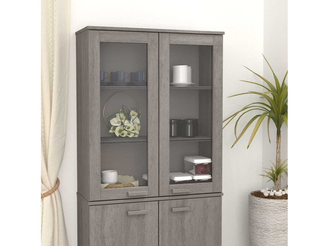 Vidaxl Topo P/ Armário Alto Hamar 85x35x100cm Pinho Maciço Cinza-claro