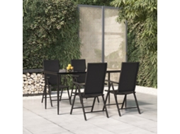 Vidaxl 5 Pcs Conjunto De Jantar P/ Jardim Vime Pe Preto