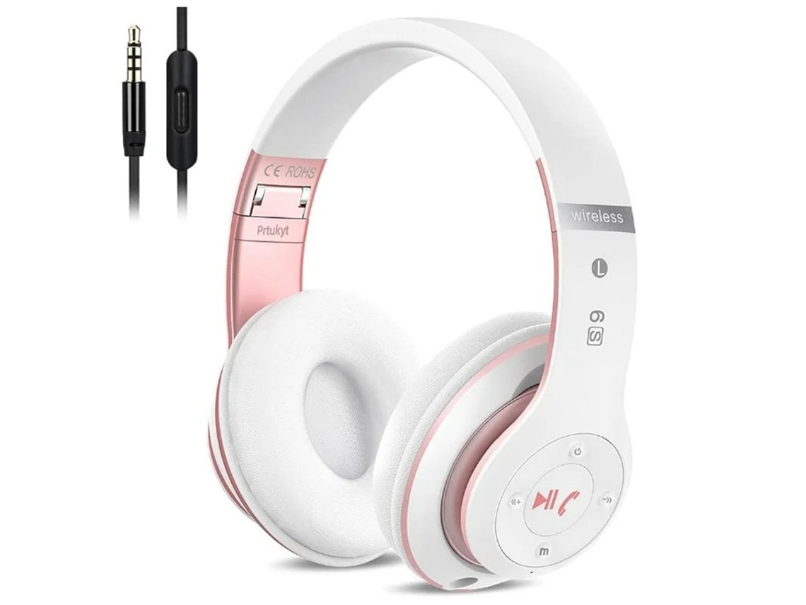Fones De Ouvido Intra-auriculares Sem Fio Bluetooth Dobráveis ​​de Alta Fidelidade Com Microfone Embutido Controle De Volume Fm Rosa Bestvite