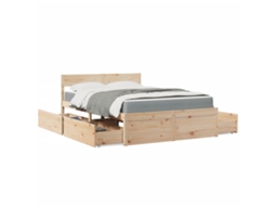 Vidaxl Cama Com Gavetas E Colchão 120x190 Cm Madeira De Pinho Maciça