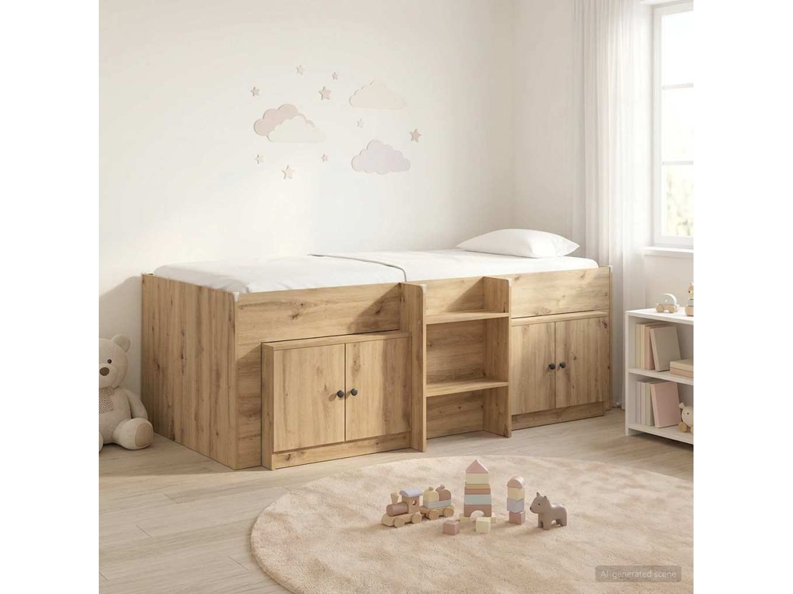 Vidaxl Cama Loft Com Armário Com Porta 3 Unid. Carvalho Arttisan