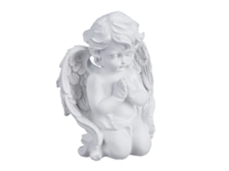 Relaxdays Anjo Da Sepultura Em Oração, Resistente A Intempéries, A X L X P: 20 X 15 X 11 Cm, Ornamento De Campa, Branco.