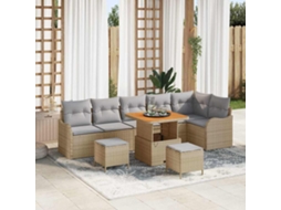 Vidaxl Conjunto De Sofá De Jardim 9 Pcs Bege E Cinza Claro