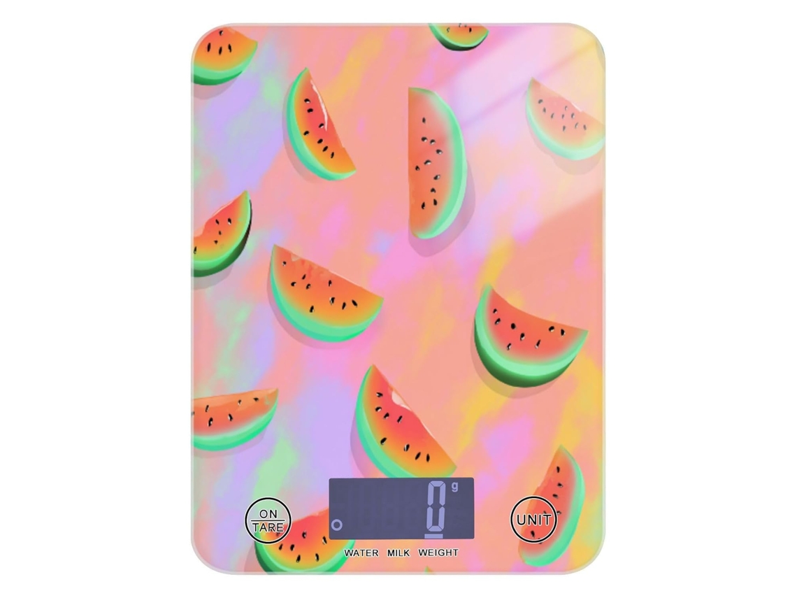 Balança De Alimentos Dietética Com Estampa Tie Dye Melancia E Animais Divertidos Em Rosa Pastel, Capacidade De 5kg 5g