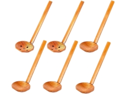 Colheres De Sopa De Cabo Longo, 6 Colher De Tartaruga De Madeira Natural Premium Doméstica.