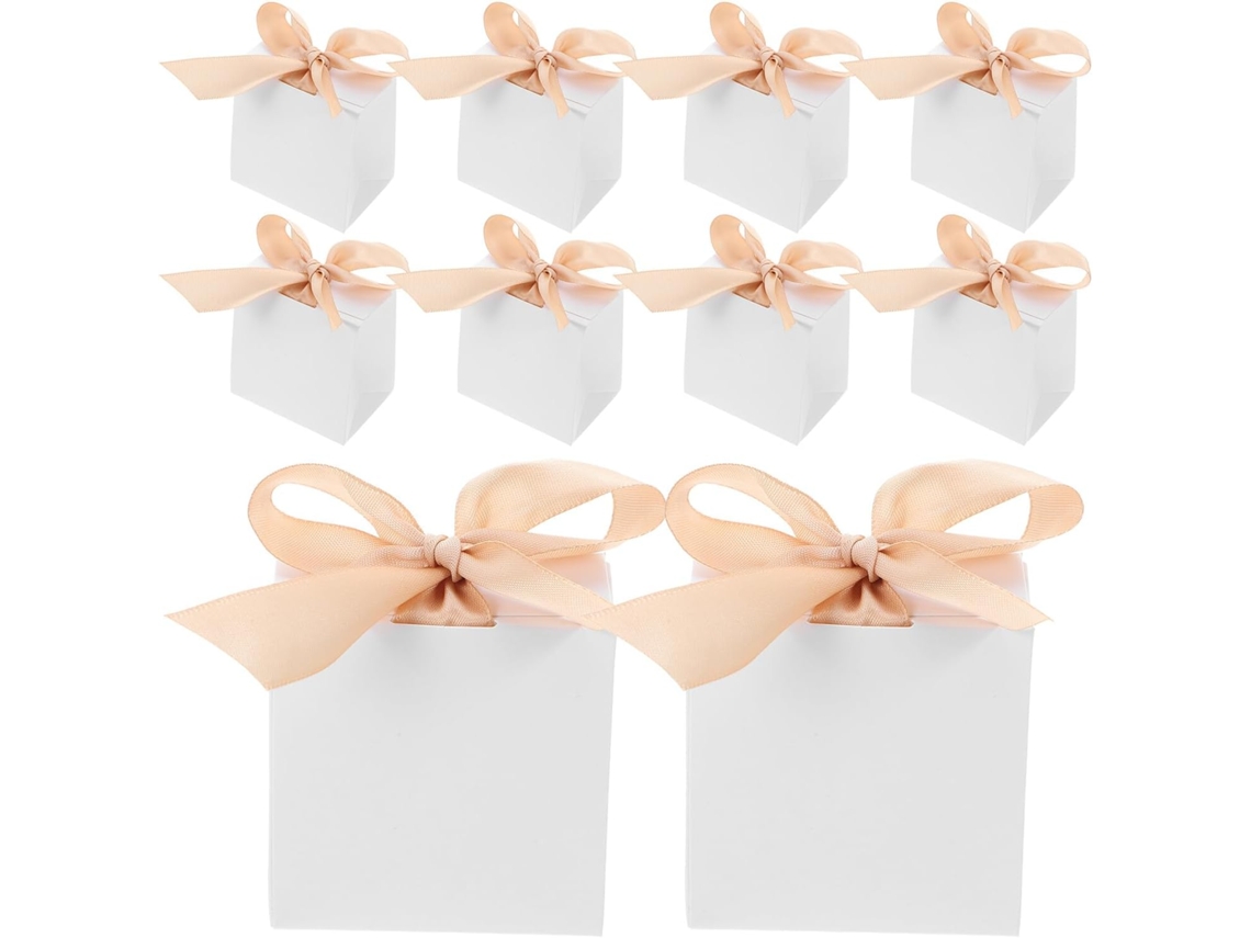 Conjunto De 50 Caixinhas Presente Com Fita Cor Champanhe Para Doces, Embalagens Para Festas, Casamentos, Aniversários E