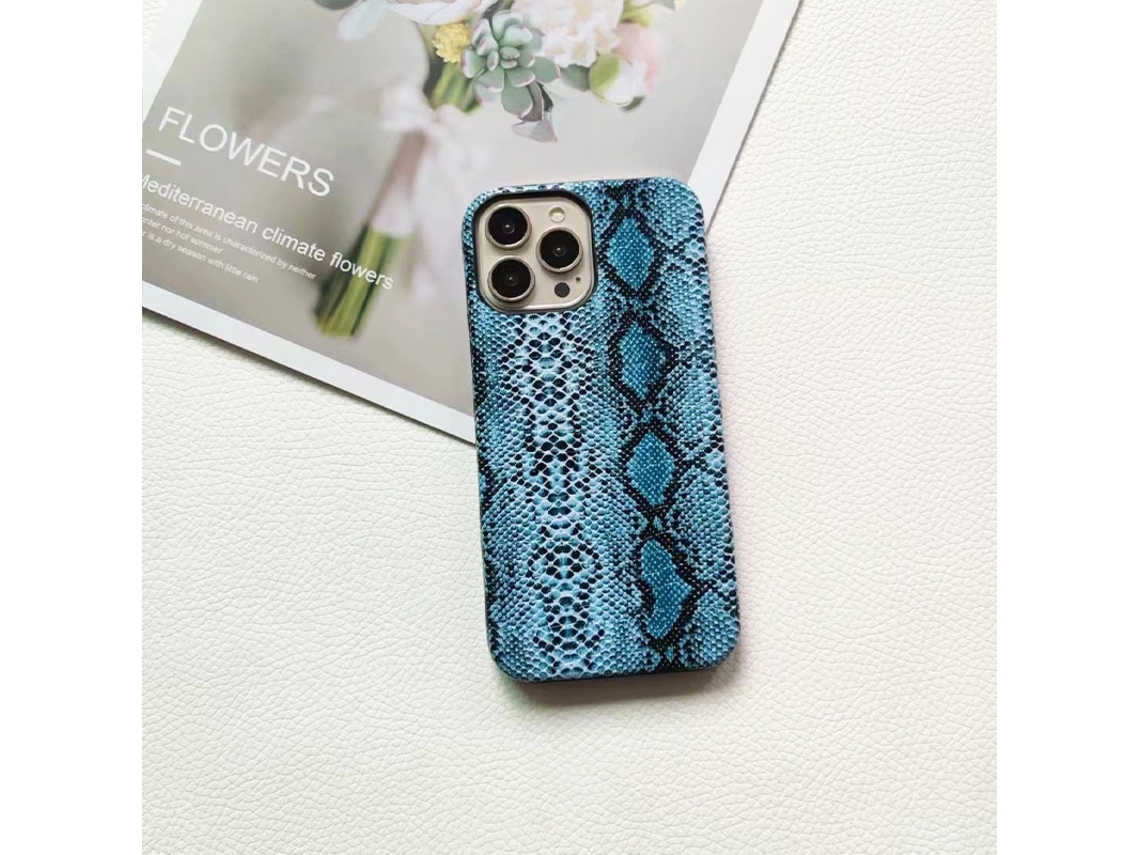 Capa Rígida Para Iphone 17 Com Estampa De Píton Azul, Cobertura Parcial E Dissipação De Calor.