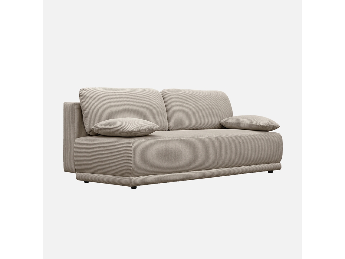 Sofá-cama Em Veludo Canelado, 3 Lugares, Taupe