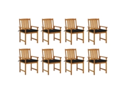 Cadeiras De Jardim Com Almofadãµes 8 Pcs Acãcia Maciã§a DKD HOME DECOR