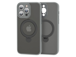 Suporte Casa Quedas Para Iphone 15 Pro Pele Sintética Cinzento