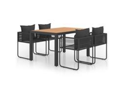 Conjunto de Jantar de Jardim Vime PVC Preto e Castanho MAISON EXCLUSIVE