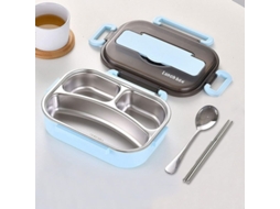 2026 bandeja de Almuerzo para Niños Y Adultos de Acero Inoxidable Con 3 Compartimentos Y Aislante Térmico, 1000/1300ml, Azul
